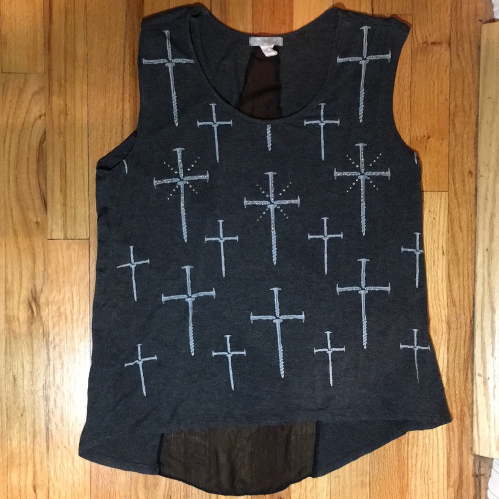Crosses/studded, open back tank